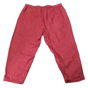Eileen Fisher Organic Linen Tapered Pull-on Pants Pink/Raspberry Shade Sz XL GUC